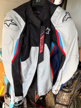 Alpinestars Men’s Performance Jacket in White with Black, Red & Blue Accents